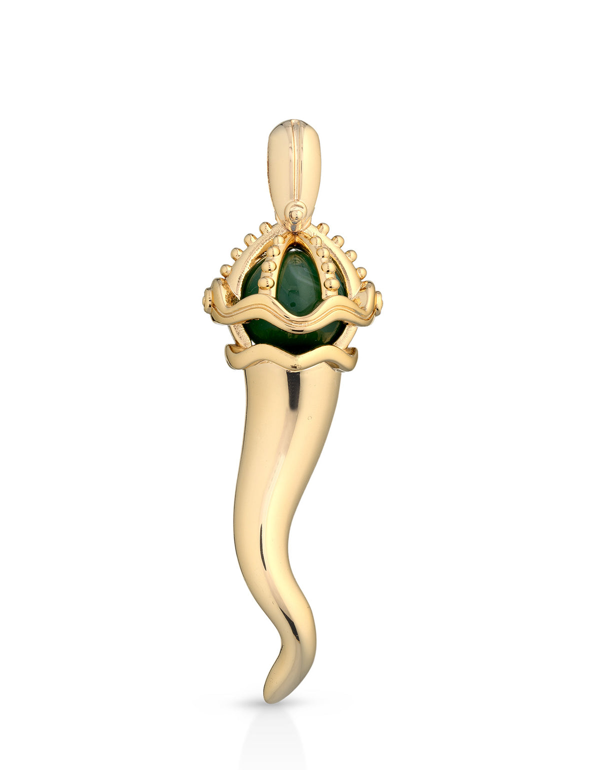 Collana con CORNO in Ottone/Bronzo PIETRA AGATA VERDE G-CN006